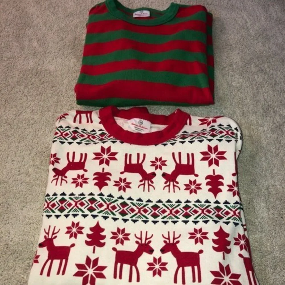 Hanna Andersson‎ Christmas Holiday Women’s XS Pajama Top Set Reindeer Striped